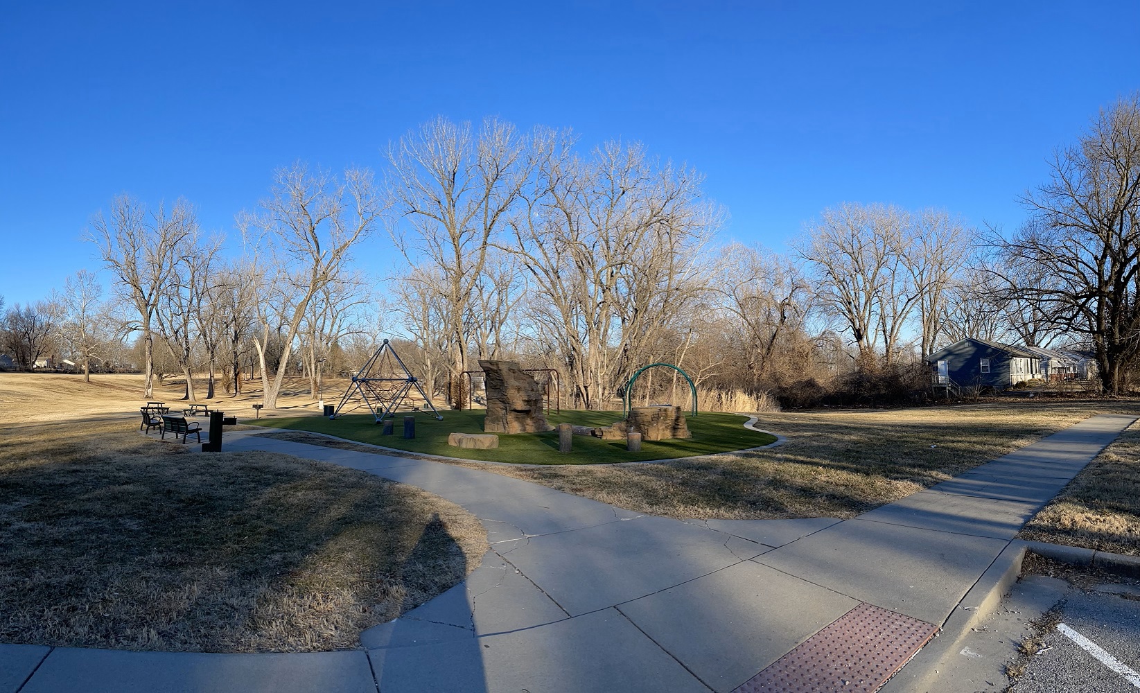 Children's park surrounded with park benches