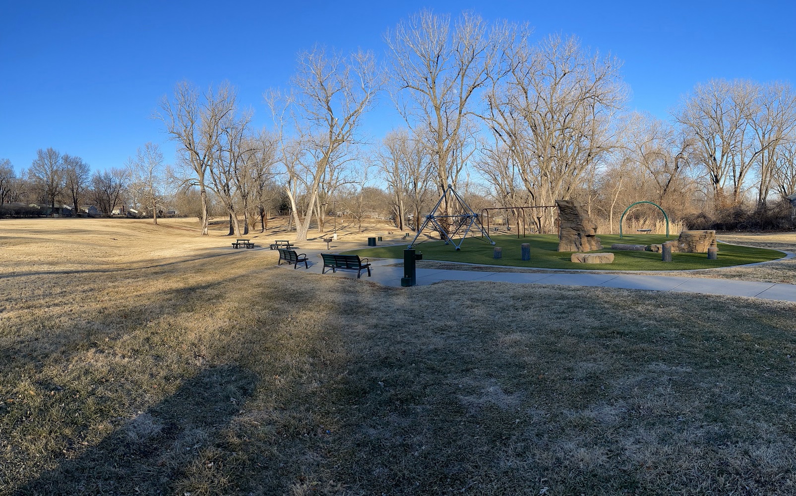 Children's park surrounded with park benches